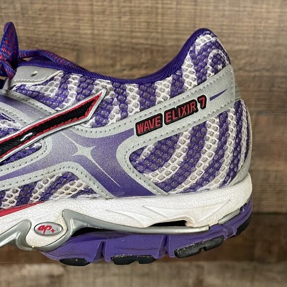 𝅺Mizuno Wave Elixir 7 Running Shoes White Anthracite Prism Violet Size 10.5 - Picture 7 of 12